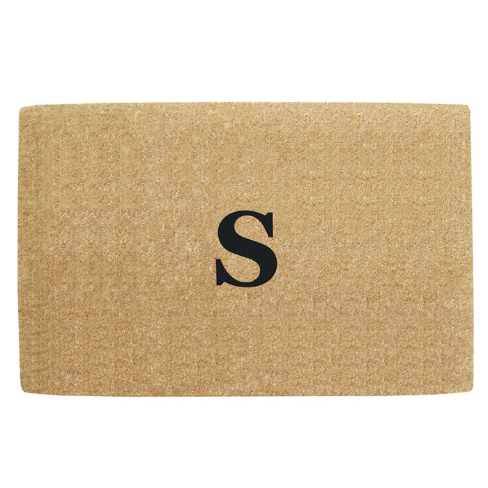 Heavy Duty Coir Door Mat No Border, Monogram S - Black 38" x 60"