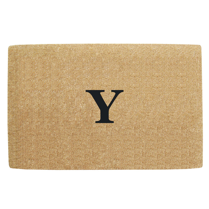 Heavy Duty Coir Door Mat No Border, Monogram Y - Black 38" x 60"