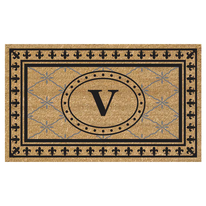 Superscraper Door Mat Bungalow, Monogram V - 18" x 30"