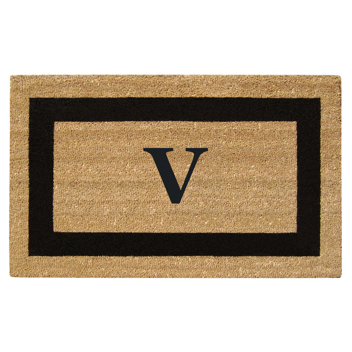 Superscraper Door Mat Single Picture Frame, Monogram V - 20" x 36"