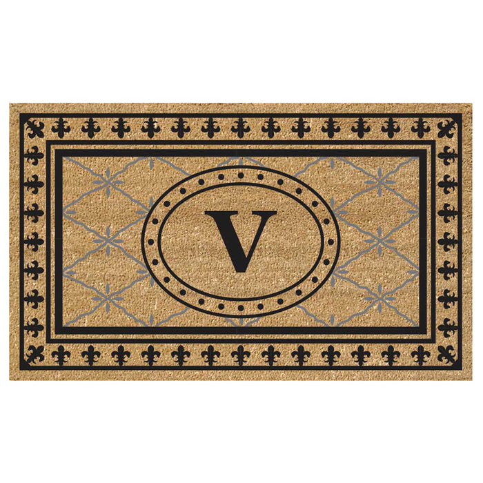 Superscraper Door Mat Bungalow, Monogram V - 20" x 36"