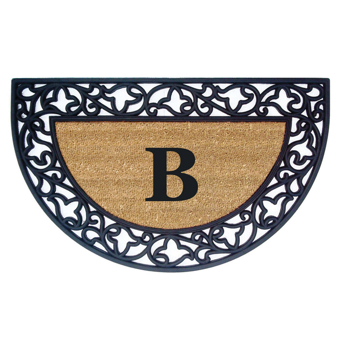 Rubber Coir Door Mat Acanthus, Monogram B - 22" x 36"