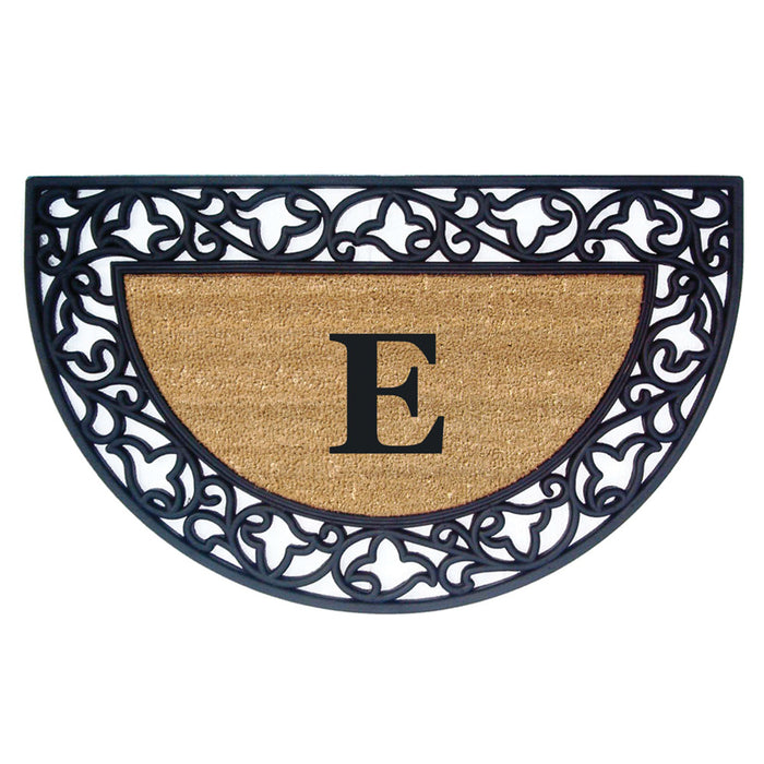 Rubber Coir Door Mat Acanthus, Monogram E - 22" x 36"