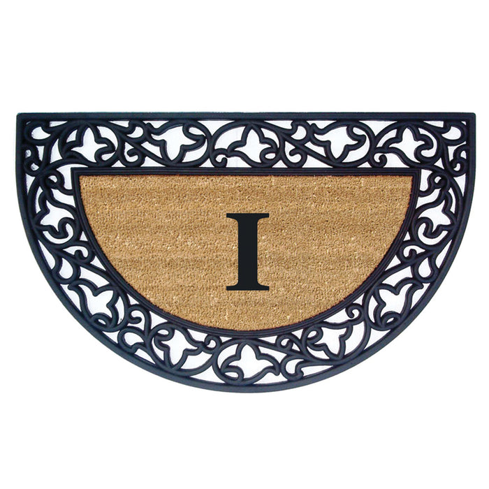 Rubber Coir Door Mat Acanthus, Monogram I - 22" x 36"