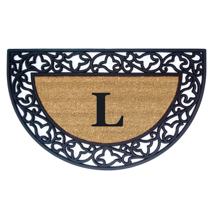 Rubber Coir Door Mat Acanthus, Monogram L - 22" x 36"