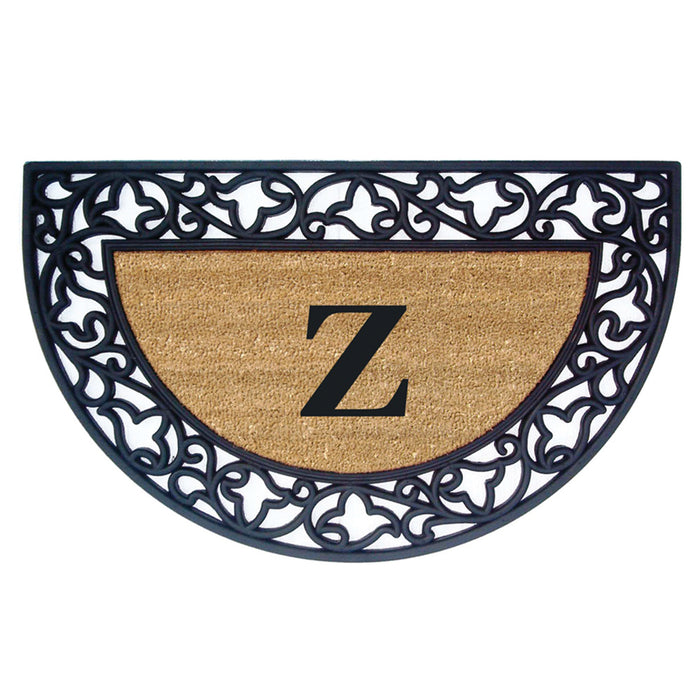 Rubber Coir Door Mat Acanthus, Monogram Z - 22" x 36"