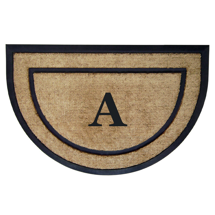 Coir with Rubber Frame Door Mat Single Picture Frame, Monogram A - 22" x 36"