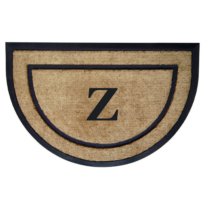 Coir with Rubber Frame Door Mat Single Picture Frame, Monogram Z - 22" x 36"