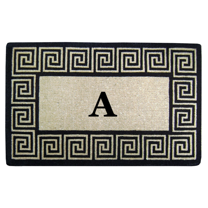 Heavy Duty Coir Door Mat Greek Key, Monogram A - 30" x 48"