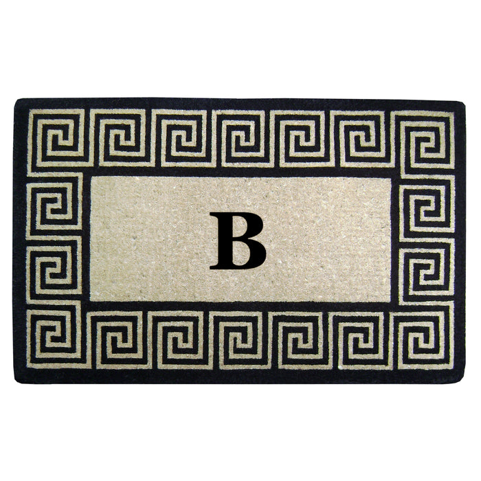 Heavy Duty Coir Door Mat Greek Key, Monogram B - 30" x 48"