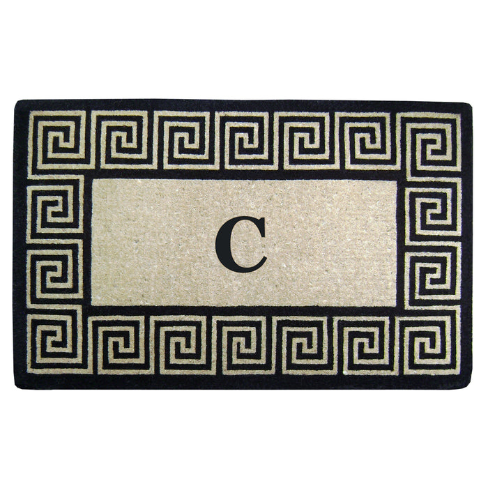 Heavy Duty Coir Door Mat Greek Key, Monogram C - 30" x 48"