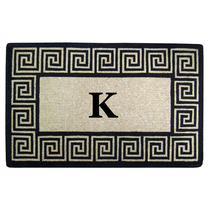 Heavy Duty Coir Door Mat Greek Key, Monogram K - 30" x 48"