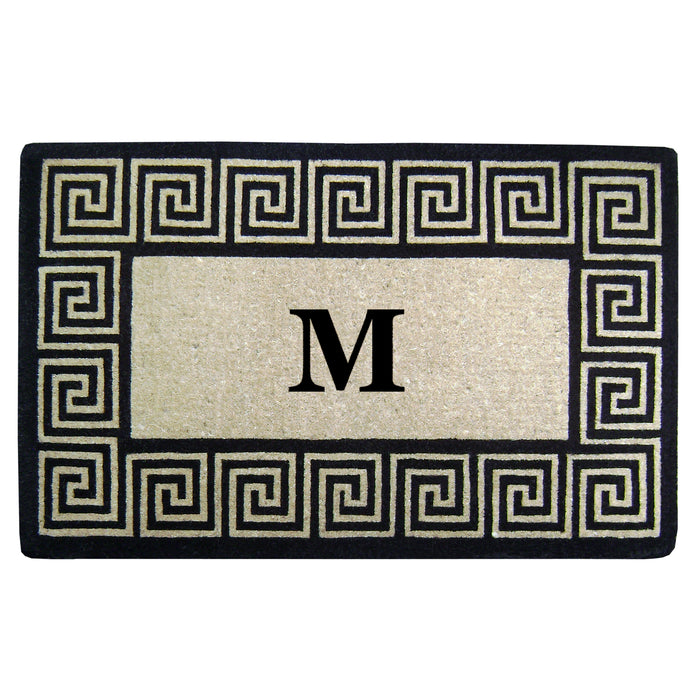 Heavy Duty Coir Door Mat Greek Key, Monogram M - 30" x 48"