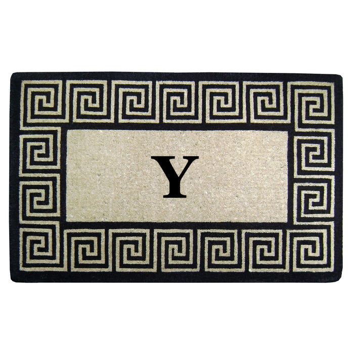 Heavy Duty Coir Door Mat Greek Key, Monogram Y - 30" x 48"