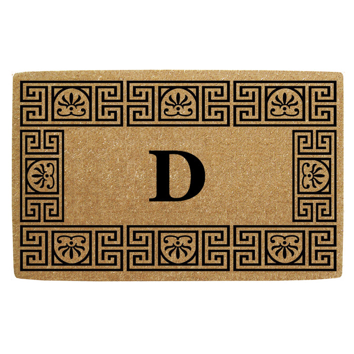 Heavy Duty Coir Door Mat Greco, Monogram D - 24" x 39"