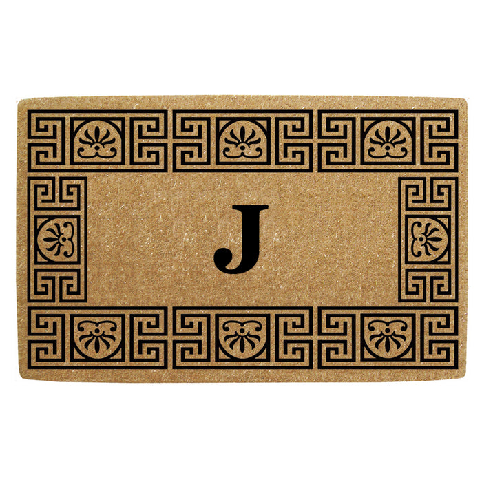 Heavy Duty Coir Door Mat Greco, Monogram J - 18" x 30"