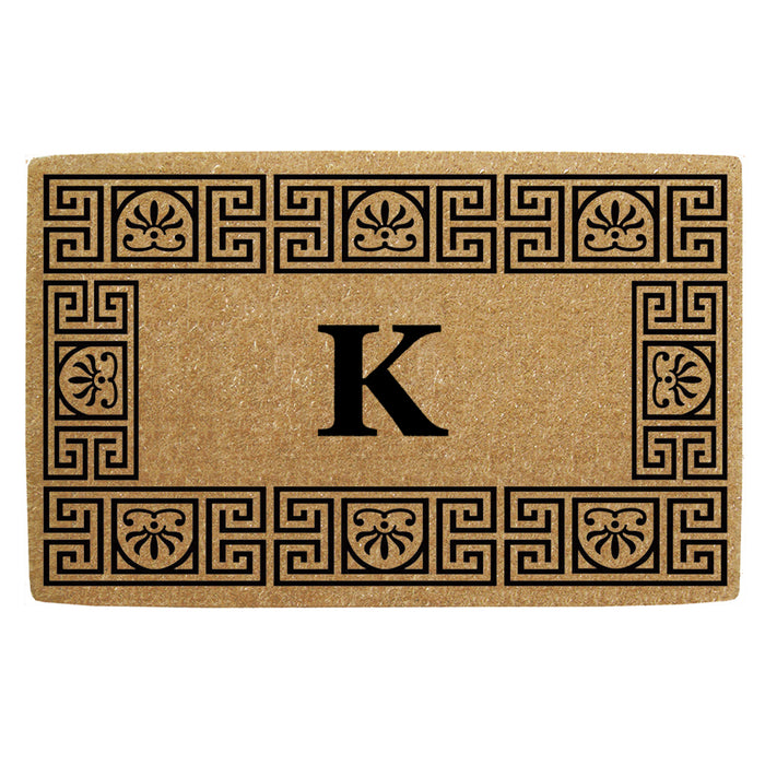 Heavy Duty Coir Door Mat Greco, Monogram K - 24" x 39"