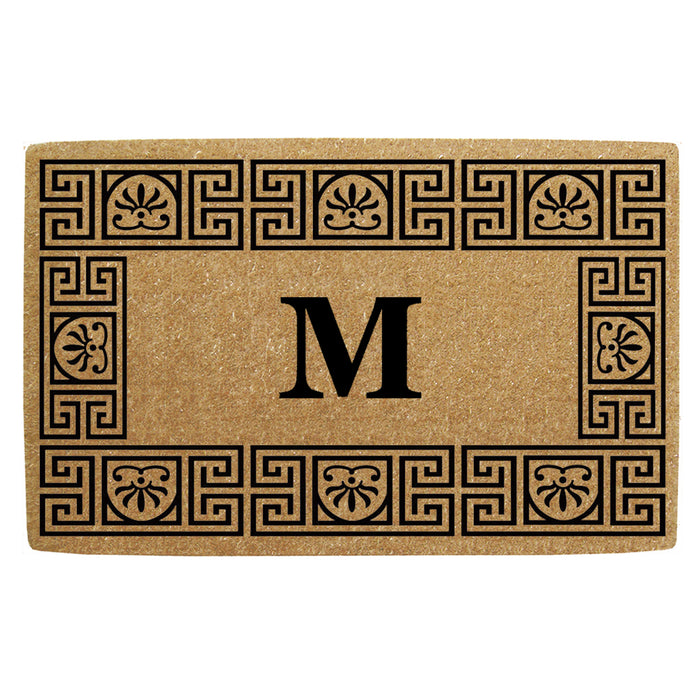 Heavy Duty Coir Door Mat Greco, Monogram M - 24" x 39"