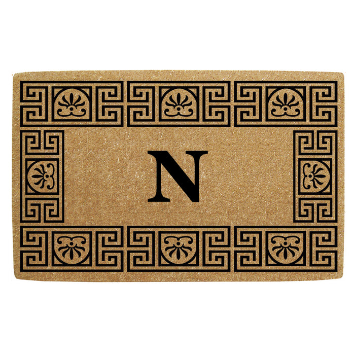 Heavy Duty Coir Door Mat Greco, Monogram N - 24" x 39"