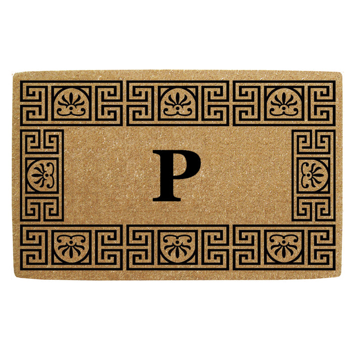 Heavy Duty Coir Door Mat Greco, Monogram P - 18" x 30"