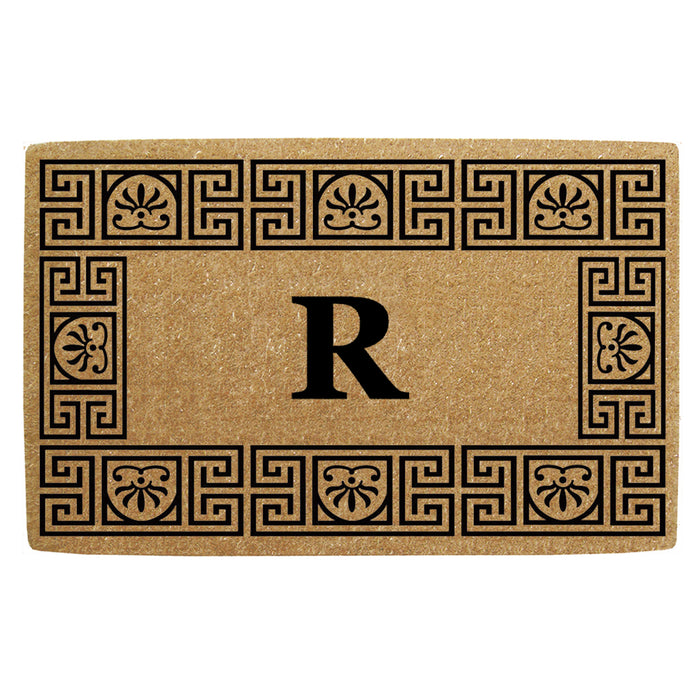 Heavy Duty Coir Door Mat Greco, Monogram R - 18" x 30"