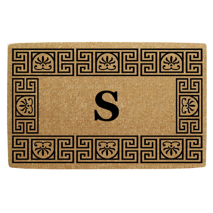 Heavy Duty Coir Door Mat Greco, Monogram S - 18" x 30"