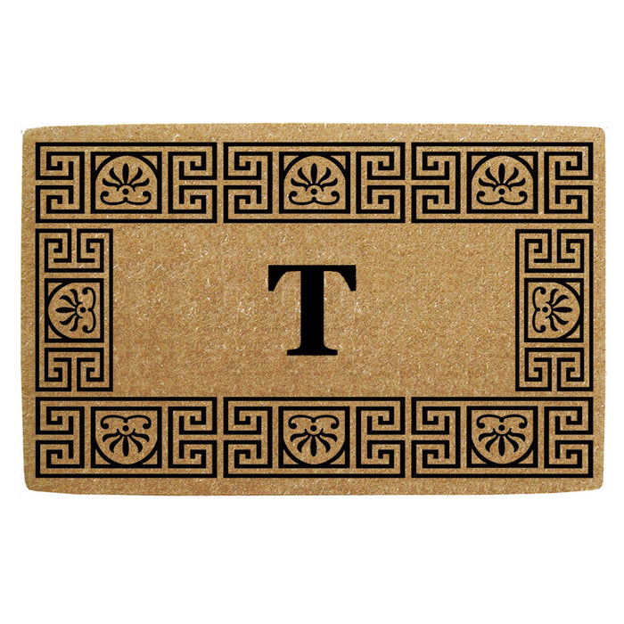 Heavy Duty Coir Door Mat Greco, Monogram T - 24" x 39"