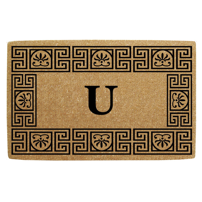 Heavy Duty Coir Door Mat Greco, Monogram U - 24" x 39"