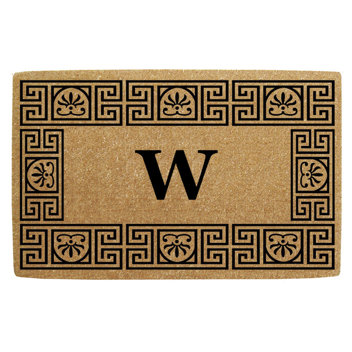 Heavy Duty Coir Door Mat Greco, Monogram W - 24" x 39"