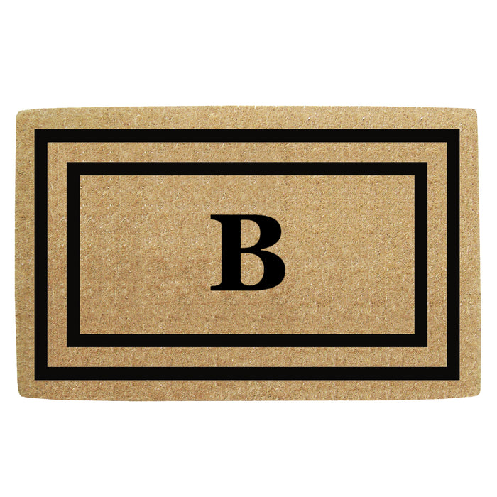 Heavy Duty Coir Door Mat Thin Double Picture Frame, Monogram B - Black 22" x 36"