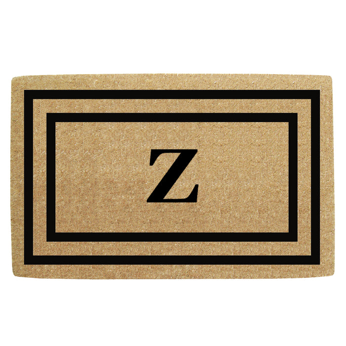 Heavy Duty Coir Door Mat Thin Double Picture Frame, Monogram Z - Black 22" x 36"