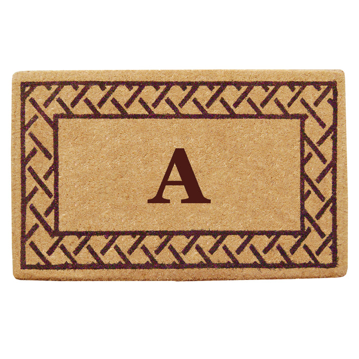 Heavy Duty Coir Door Mat Trellis, Monogram A - Brown 22" x 36"