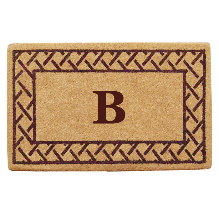 Heavy Duty Coir Door Mat Trellis, Monogram B - Brown 22" x 36"