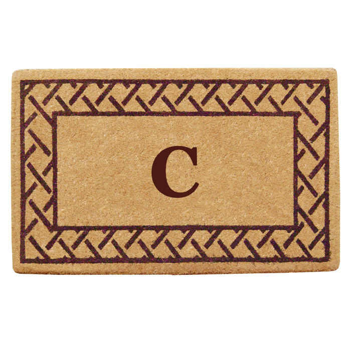 Heavy Duty Coir Door Mat Trellis, Monogram C - Brown 22" x 36"