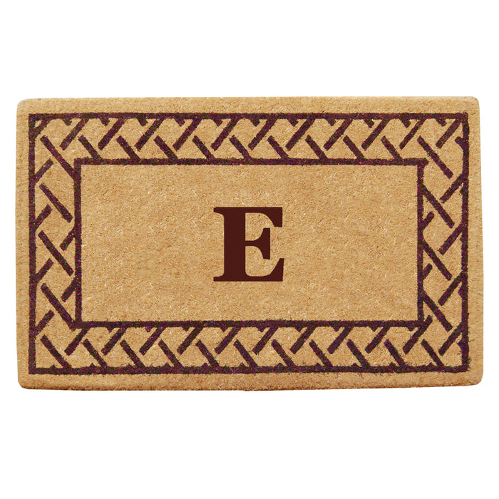 Heavy Duty Coir Door Mat Trellis, Monogram E - Brown 22" x 36"