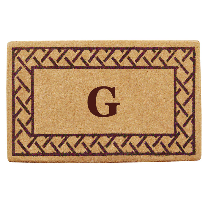 Heavy Duty Coir Door Mat Trellis, Monogram G - Brown 22" x 36"