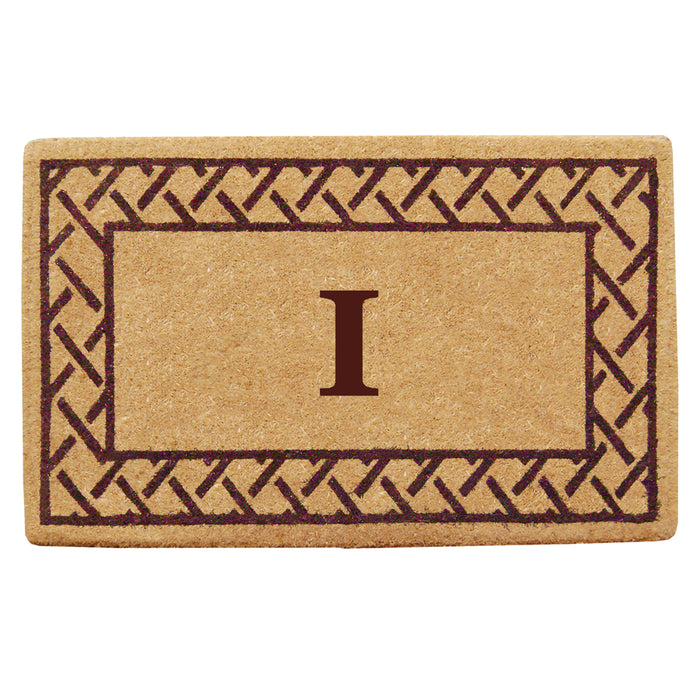 Heavy Duty Coir Door Mat Trellis, Monogram I - Brown 22" x 36"