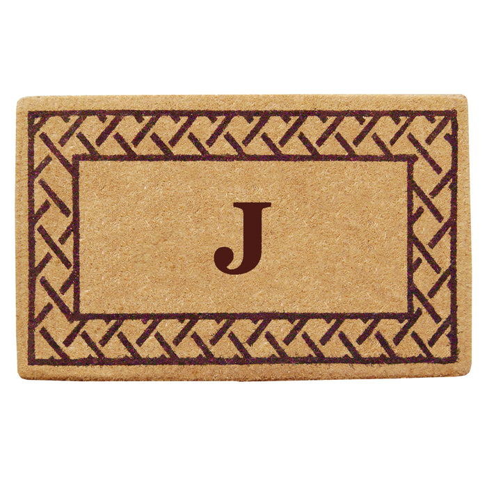 Heavy Duty Coir Door Mat Trellis, Monogram J - Brown 22" x 36"