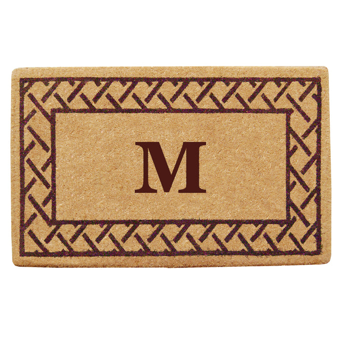 Heavy Duty Coir Door Mat Trellis, Monogram M - Brown 22" x 36"