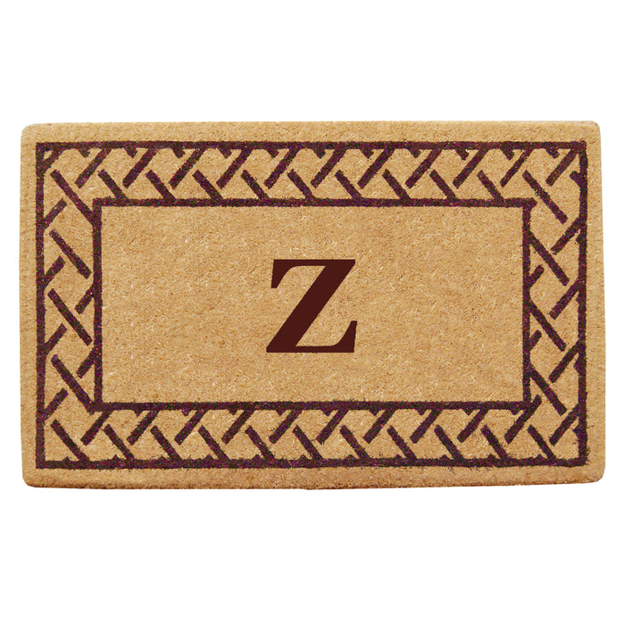 Heavy Duty Coir Door Mat Trellis, Monogram Z - Brown 22" x 36"