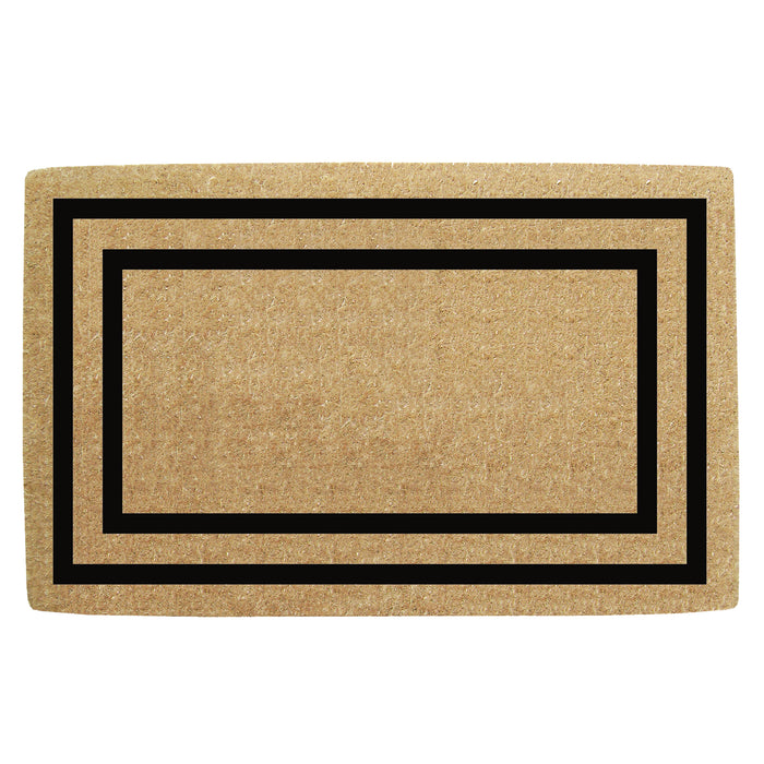 Heavy Duty Coir Door Mat Thin Double Picture Frame, Plain - Black 30" x 48"