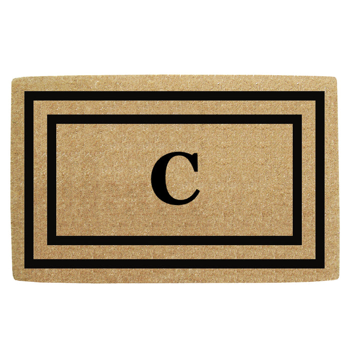 Heavy Duty Coir Door Mat Thin Double Picture Frame, Monogram C - Black 30" x 48"