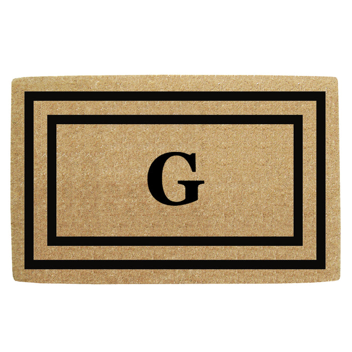 Heavy Duty Coir Door Mat Thin Double Picture Frame, Monogram G - Black 30" x 48"