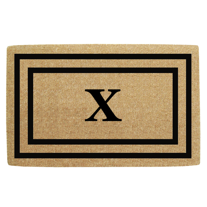 Heavy Duty Coir Door Mat Thin Double Picture Frame, Monogram X - Black 30" x 48"