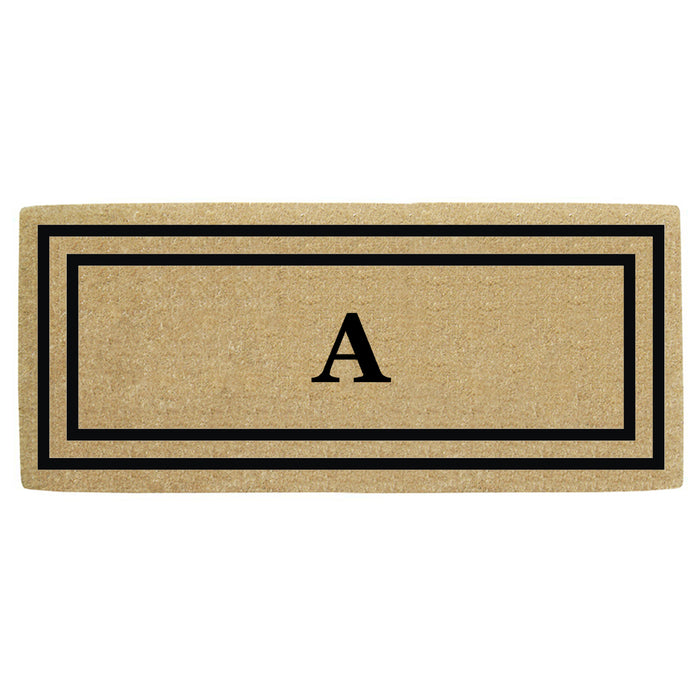 Heavy Duty Coir Door Mat Thin Double Picture Frame, Monogram A - Black 24" x 57"