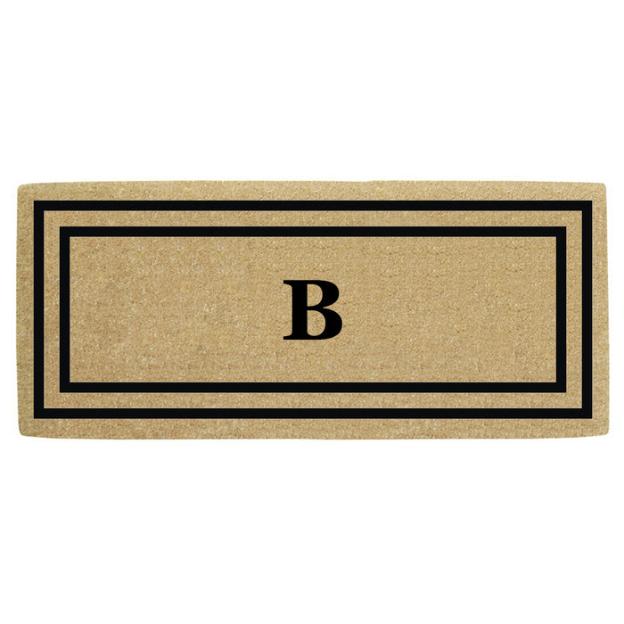 Heavy Duty Coir Door Mat Thin Double Picture Frame, Monogram B - Black 24" x 57"