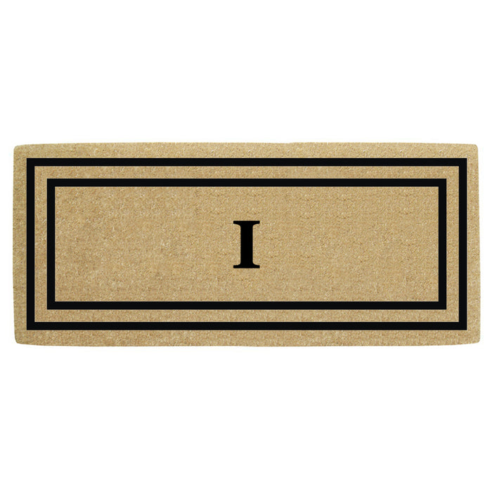 Heavy Duty Coir Door Mat Thin Double Picture Frame, Monogram I - Black 24" x 57"