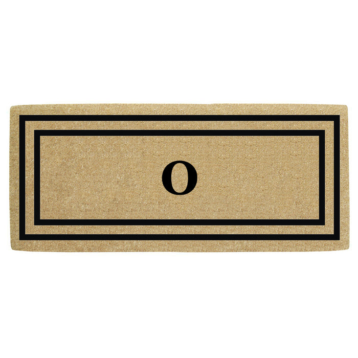 Heavy Duty Coir Door Mat Thin Double Picture Frame, Monogram O - Black 24" x 57"