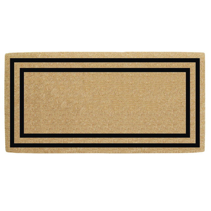 Heavy Duty Coir Door Mat Thin Double Picture Frame, Plain - Black 36" x 72"