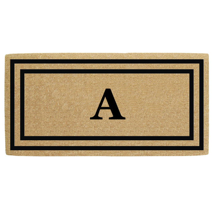 Heavy Duty Coir Door Mat Thin Double Picture Frame, Monogram A - Black 36" x 72"